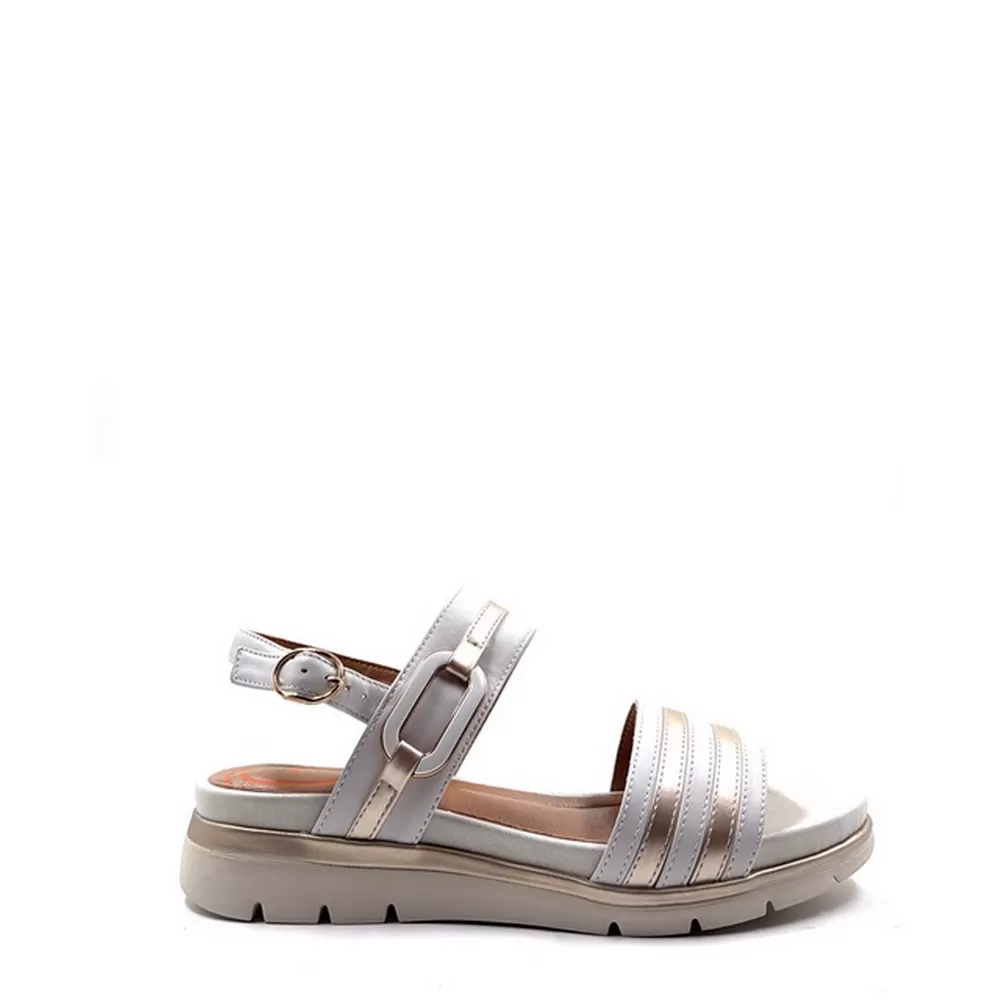 Γυναικεία Flatforms Ανατομικά Lucia Buckle σε Λευκό του Πάγου Χρωματισμό
